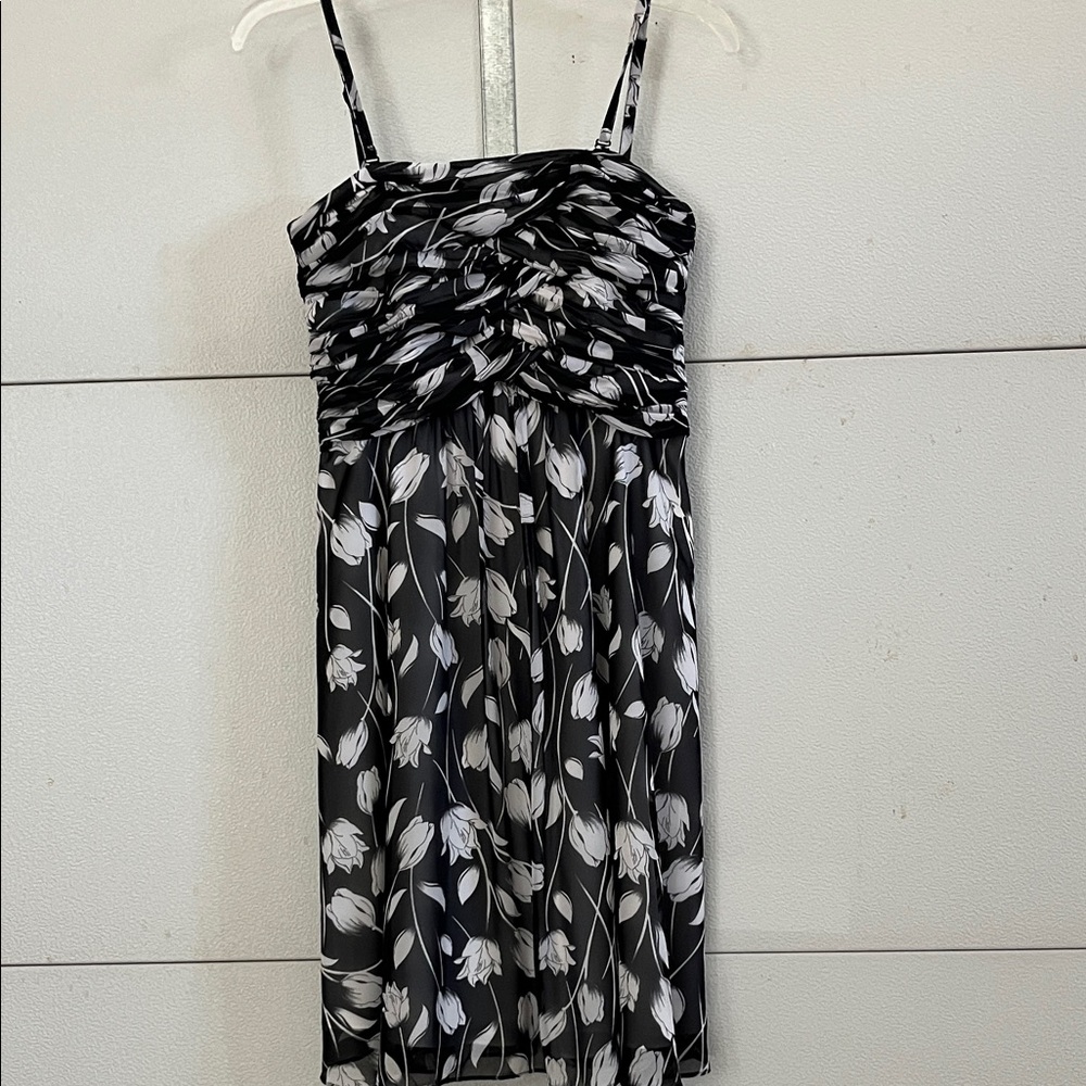 White House Black Market Black and White Midi Dress